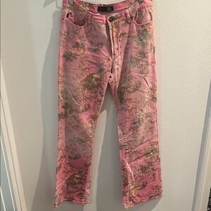 Roberto Cavalli Pink Floral Straight Leg Jeans